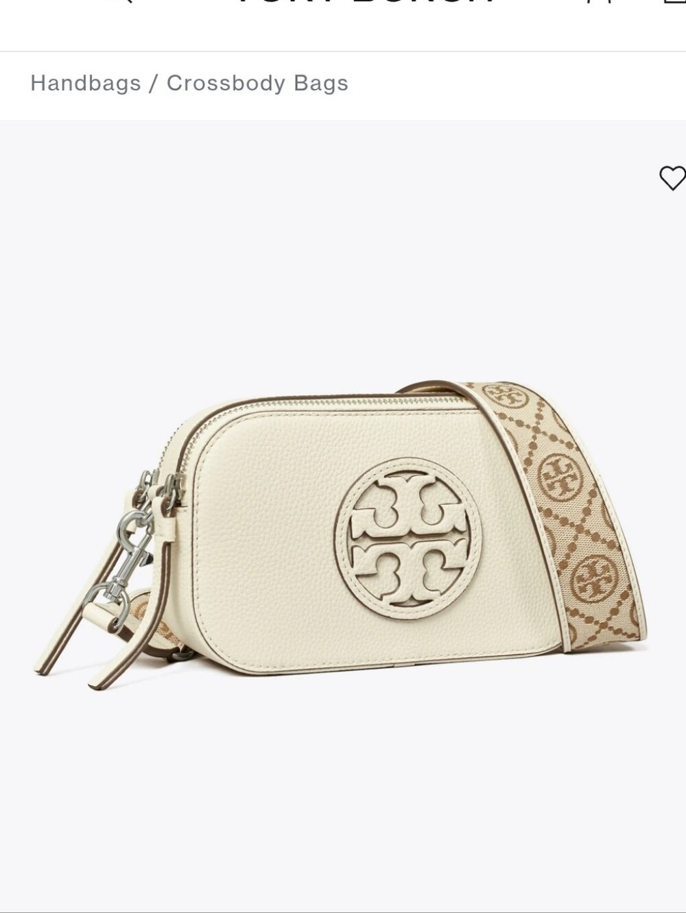 Tory Burch Mini Miller Crossbody Bag Ivory Pebbled Leather
